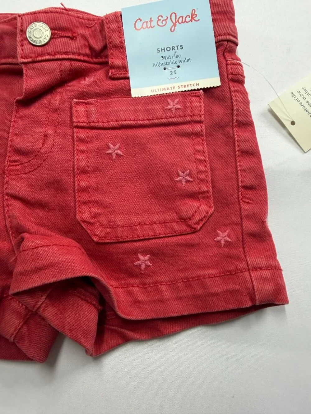 Cat & Jack Toddler Mid Rise Adjustable Waist Shorts Red Stars Size 2T & 3T NWT